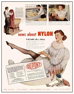 Нейлоновые чулки тоже детище корпорации «DuPont» (рекламный плакат 1948 года).