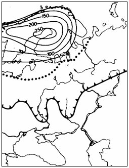 Сплошная линия с шипами – Днепровское оледенение; округлый пунктир – Валдайское.
