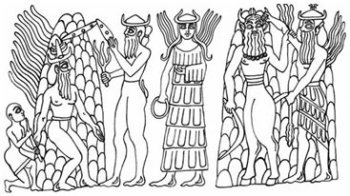 Богиня Иштар входит в преисподнюю, чтобы вызволить оттуда своего брата и любовника Таммуза – горы, между которыми она стоит, и есть Близнецы-Машу.