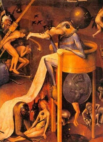Иероним Босх «Страшный суд» (фрагмент) - дьявол с птичьей головой на теле млекопитающего не более чем вариация на тему грифонов. 