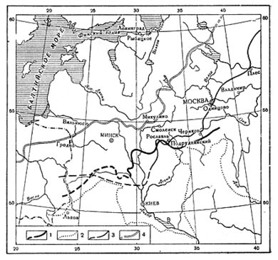 Двойной чертой обозначена граница Валдайского ледника – не вдоль неё ли нёс свои воды мифический Эридан? 