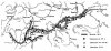 Карта Засечной черты и укреплений к ней, создававшихся на протяжении нескольких веков. Римскими цифрами обозначены отдельные ее звенья: I - Сенецкая, II - Кцынская и Дубенская, III - Бобриконская и т.д.
