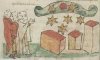 Миниатюра Радзивилловской летописи. Метеорный поток Леониды, появившийся 18 октября 1202 года