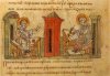 На этой миниатюре, которая украшает Радзивилловскую летопись (XIII в.), Кирилл и Мефодий создают азбуку и переводят на славянский язык Апостол и Евангелие