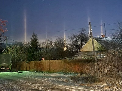 Под Рязанью сфотографировали световые столбы