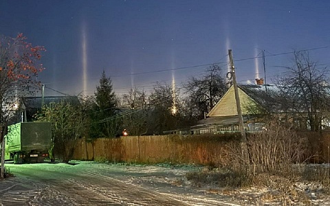 Под Рязанью сфотографировали световые столбы