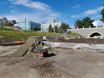 На рязанском Лыбедском бульваре продолжаются работы по благоустройству