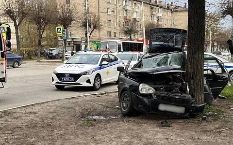 В центре Рязани Lada врезалась в дерево, пострадали шесть человек