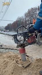 РГРЭС начала восстанавливать тротуар на улице Советской Армии