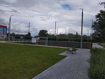 В Скопинском районе завершили благоустройство у мини-футбольного поля