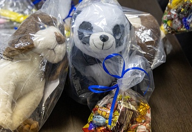 Рязанские спасатели в праздничных костюмах поздравили детей в больницах