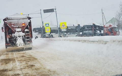 В Рязанской области автовоз оказался в кювете