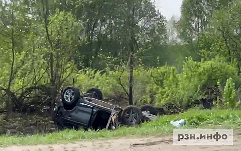 Автомобиль опрокинулся в кювет на трассе под Рязанью