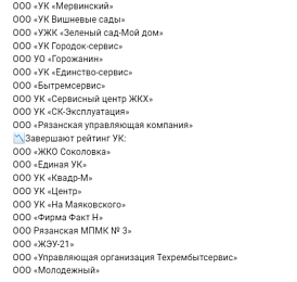 Опубликован рейтинг лучших управляющих компаний Рязанской области 