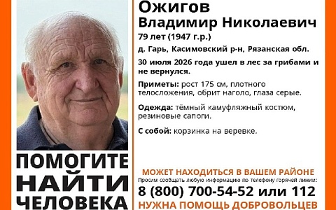 Под Касимовом ищут пропавшего 30 июля 79-летнего грибника