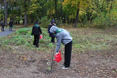 Рязанцы высадили деревья в парке 1812 года