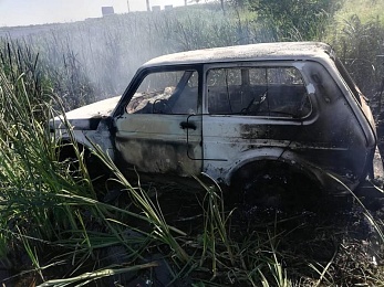 В Пронском районе во время отдыха рязанцев загорелась «Нива»