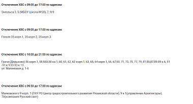 В четырех микрорайонах Рязани 17 марта отключили воду