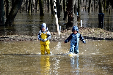 Рязанцы начали плавать на лодках и сап-бордах по затопленному Лесопарку