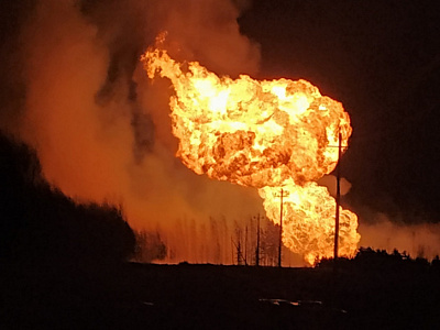 В Рязанской области взорвался магистральный газопровод