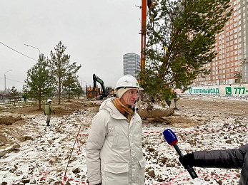 Сотрудники ГК "Зеленый сад" высадили сосны вдоль Муромского шоссе в Рязани