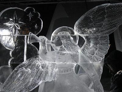 На Рождество в Рязани создали ледовую скульптуру в режиме онлайн 