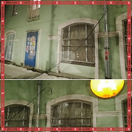 В центре Рязани заметили висящий над тротуаром провод 