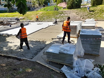 На рязанском Лыбедском бульваре продолжаются работы по благоустройству