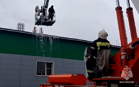 Рязанские спасатели тренировались тушить пожар на предприятии