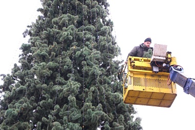 Начали украшать: в Рязани завершают монтаж новогодних елей