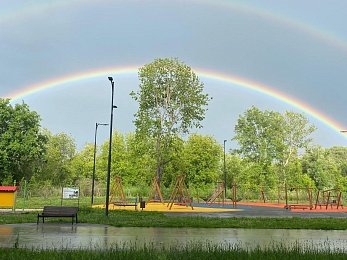 Над регионом встала двойная радуга
