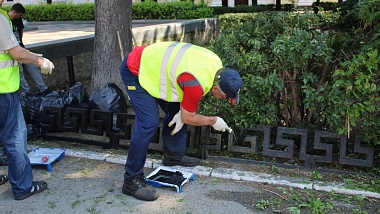 На Театральной площади в Рязани прошла генеральная уборка
