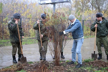 Ветераны СВО и десантники помогли озеленить Гвардейский сквер в Рязани