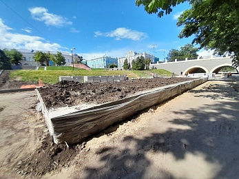 На рязанском Лыбедском бульваре продолжаются работы по благоустройству