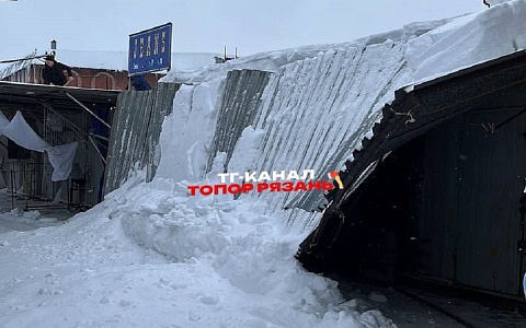 В Рязани крыши торговых павильонов центрального рынка рухнули под тяжестью снега