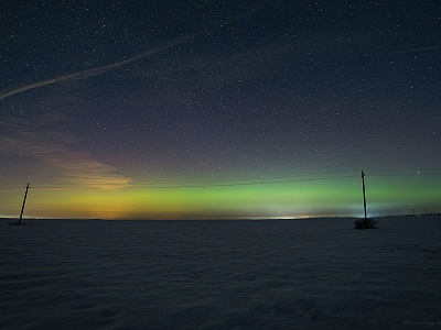 Рязанский фотограф снял зеленое северное сияние