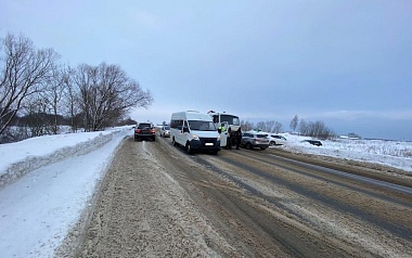 В ДТП с автобусом и грузовиком под Рязанью пострадали пять пассажиров