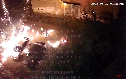 В Рязани фейерверк попал в припаркованную легковушку