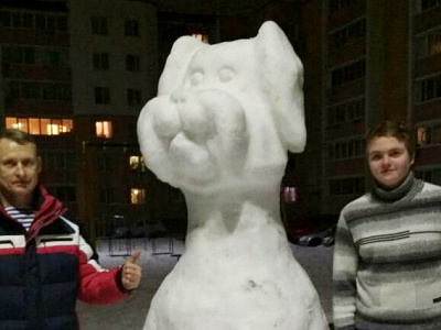 Рязанцы выдвинули на звание лучшей снежной бабы собаку